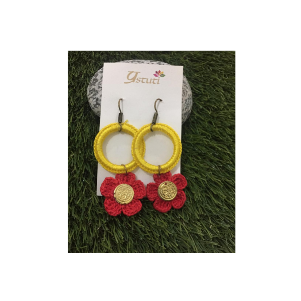 crochet thread and metal earrings
